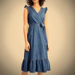 J. Crew Grand Lily Chambray Wrap Dress
